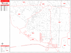 Town 'n' Country Wall Map Zip Code Red Line Style 2024